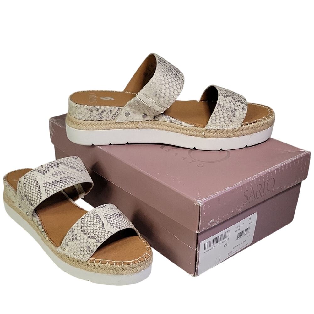 Franco Sarto Cappy Platform Slide Sandals Leather Snakeprint Womens Size 11 NEW